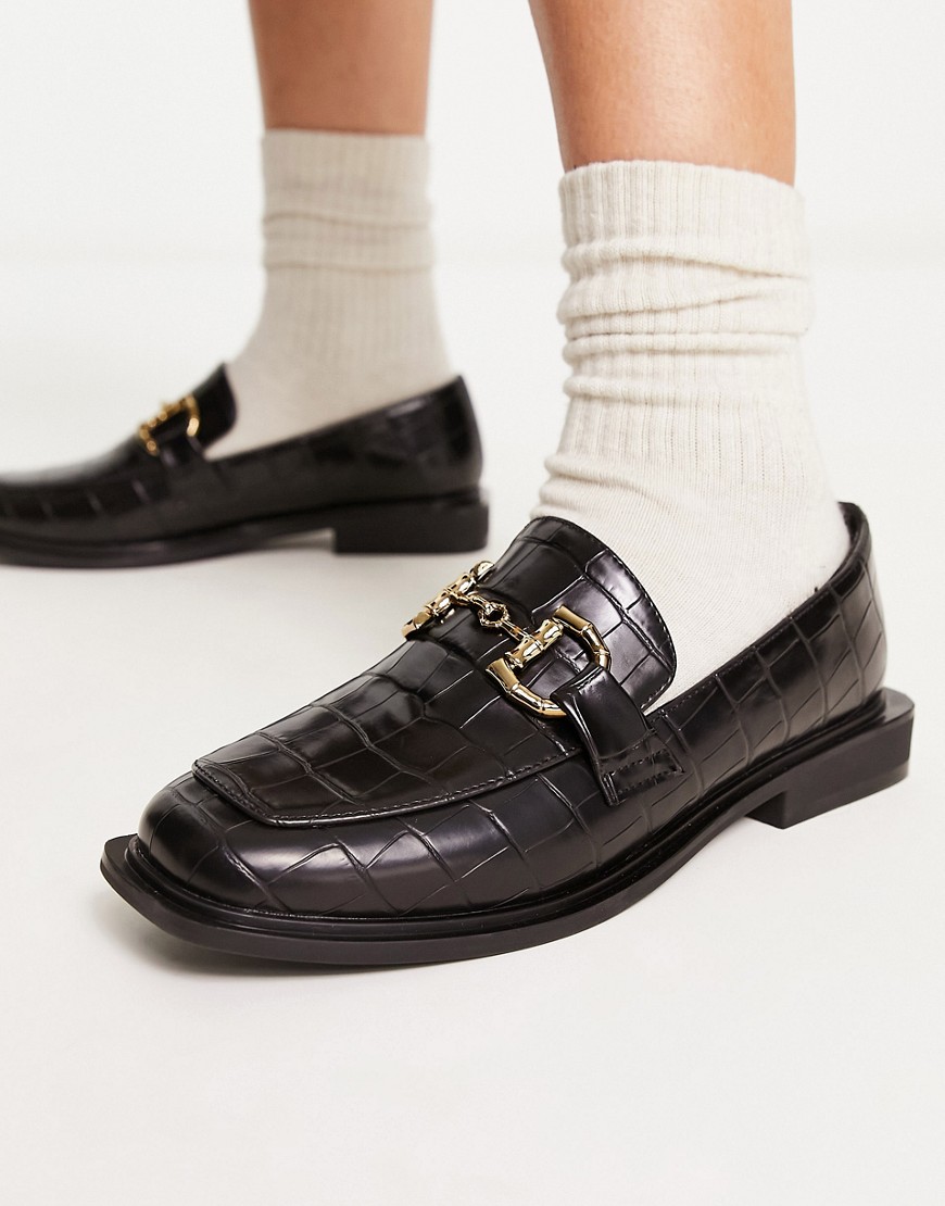 Glamorous horsebit loafers in black croc