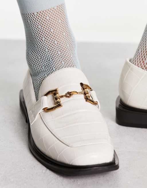 Gucci white hot sale horsebit loafer