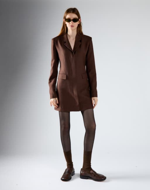 Glamorous Hourglass blazer dress in smoke brown, 2 of 4