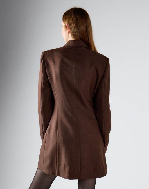 Glamorous Hourglass blazer dress in smoke brown, 3 of 4