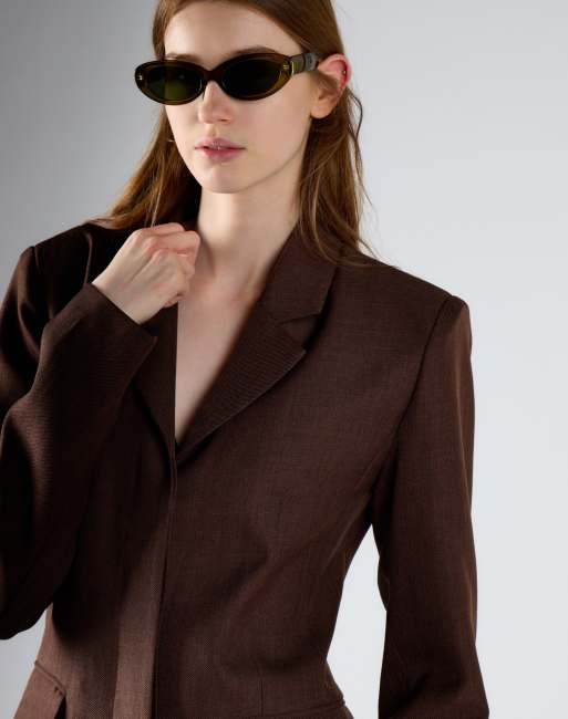 Glamorous Hourglass blazer dress in smoke brown, 4 of 4