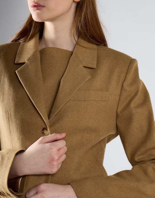 Glamorous Hourglass blazer jacket in sand, 3 of 4