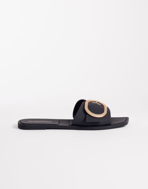 Glamorous jelly buckle sandals in black - view 1