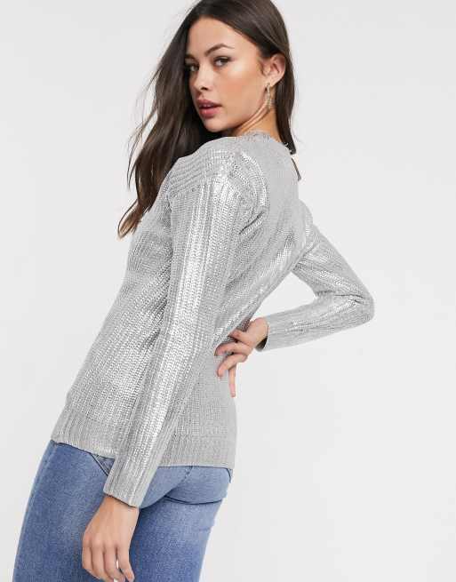 Glamorous jumper in metallic silver