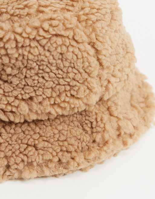 Glamorous – Kamelbrun fiskarhatt i teddymaterial, 3 av 4