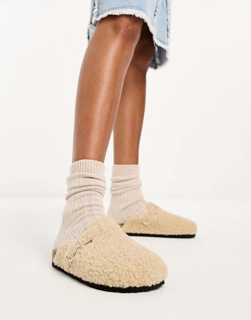 Glamorous - Kamelbrune teddy-mules, 4 af 4