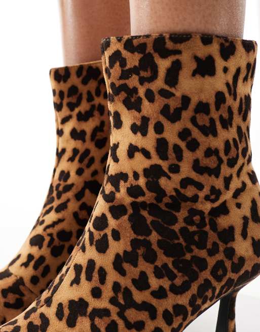 Leopard print kitten heel boots hotsell