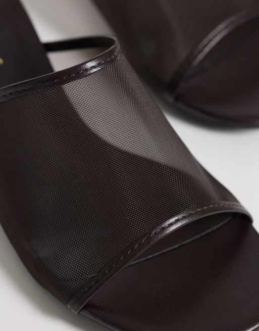 Glamorous kitten heel mesh sandals in espresso brown, 4 of 4