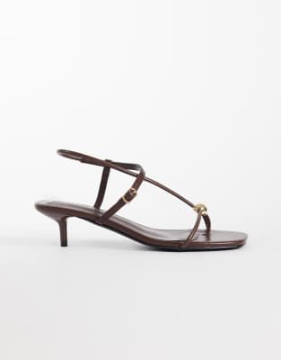 Glamorous Kitten Heel Sandals In Brown
