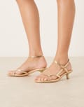 [Glamorous] Glamorous kitten heel strappy sandals in gold 39 GOLD
