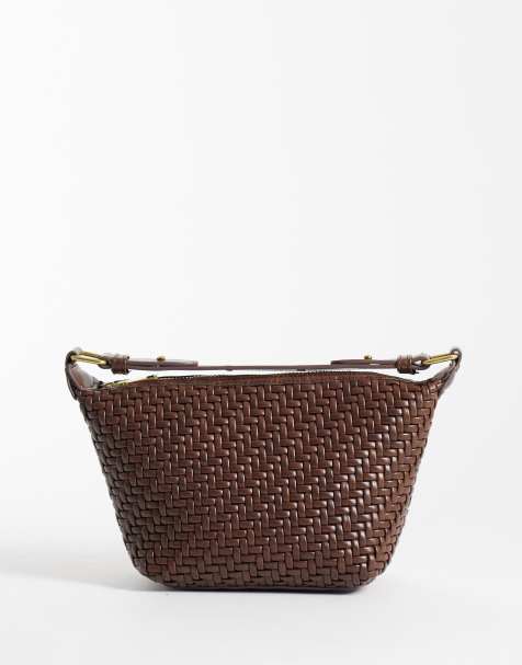Glamorous kleine gewebte Handtasche in Braun - view 1