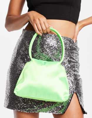 Glamorous - Kleine Satin-Tasche in Limettengrün