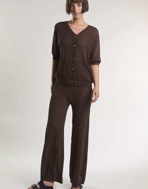 Glamorous knit co ord set in brown - view 1