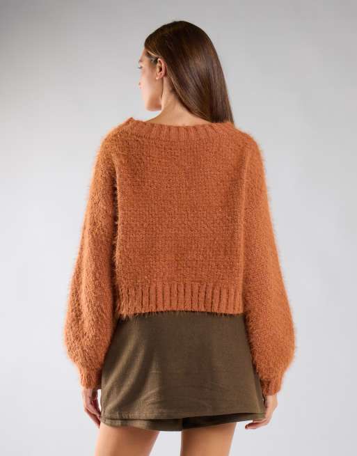 Glamorous Knit long  sleeve jumper in rust, 4 of 4