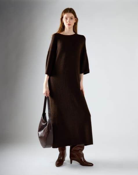 Glamorous Knit maxi dress in khaki brown - view 1