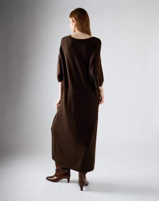 Glamorous Knit maxi dress in khaki brown, 2 of 4
