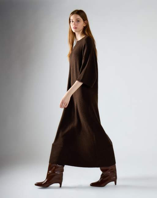 Glamorous Knit maxi dress in khaki brown, 3 of 4