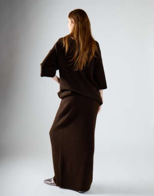Glamorous Knit maxi skirt in khaki brown, 2 of 4