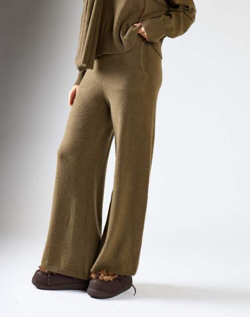 Glamorous Knit wide-leg trousers in moss green, 2 of 4