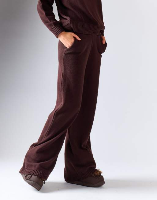 Glamorous Knit wide-leg trousers in walnut, 2 of 4
