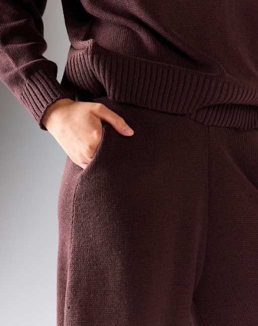 Glamorous Knit wide-leg trousers in walnut, 3 of 4