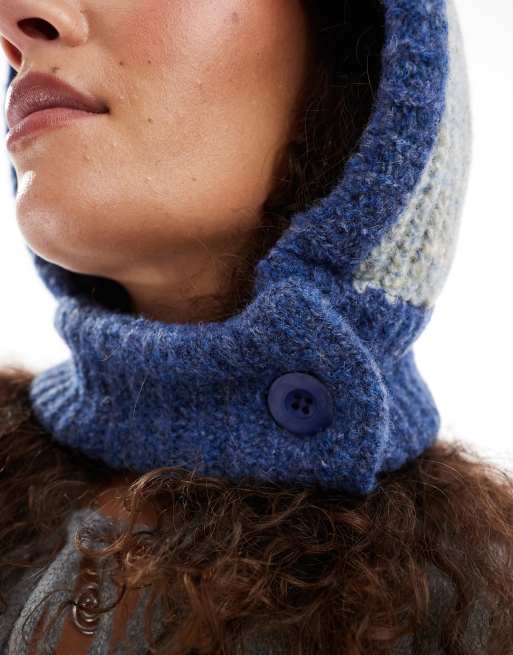 Glamorous knitted hood in blue color block | ASOS display picture 3