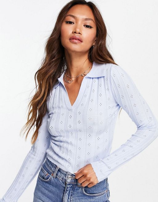 Women's Open Collar Fitted Shirt (3/4 Sleeve)