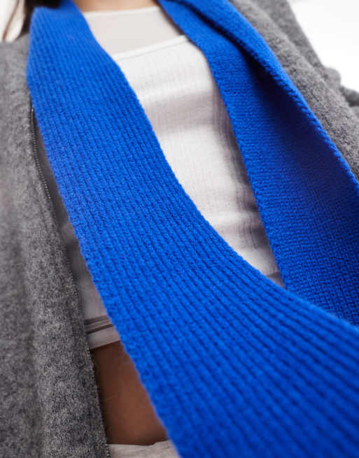 Glamorous knitted skinny scarf in cobalt blue , 4 of 4