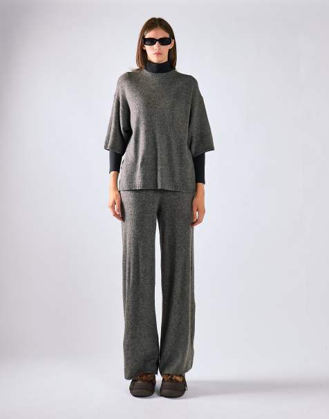 Glamorous Knitted tee in charcoal - view 1
