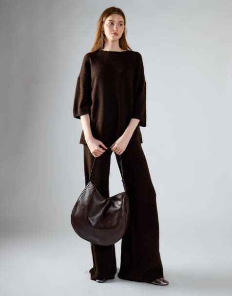 Glamorous Knitted tee in khaki brown - view 1