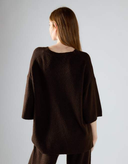 Glamorous Knitted tee in khaki brown, 4 of 4