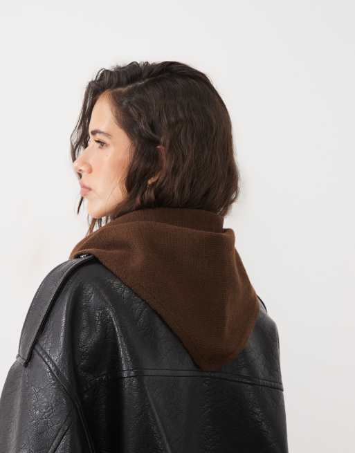 Glamorous knitted triangle scarf in chocolate brown, 3 of 3