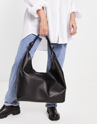 Glamorous knotted strap PU tote bag in black