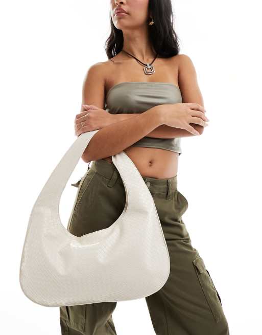 Glamorous – Kremowa pleciona torba typu tote na ramię