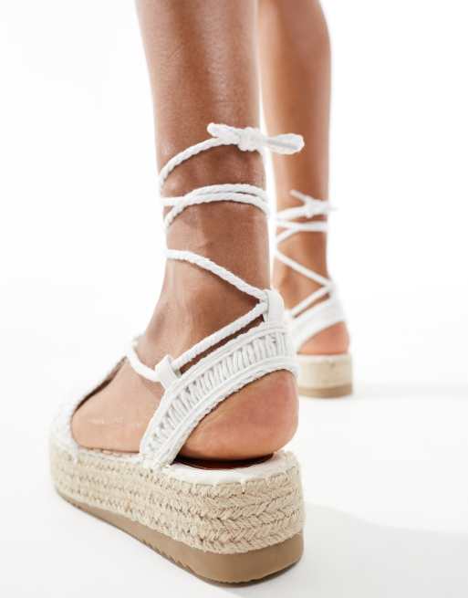 Glamorous – Kremowe, płaskie espadryle szydełkowane, 3 z 4
