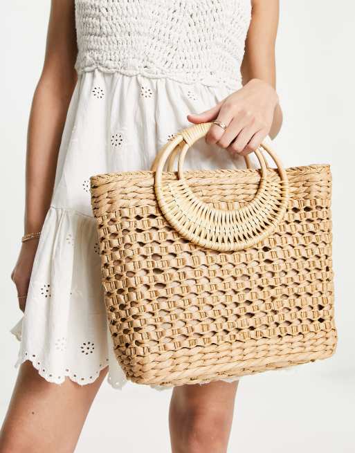 Glamorous - Kurveflettet håndtaske i rattan