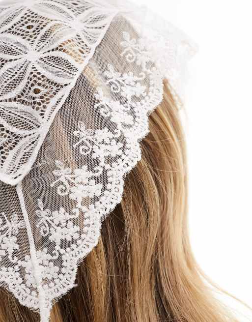 Glamorous lace head scarf in white ASOS