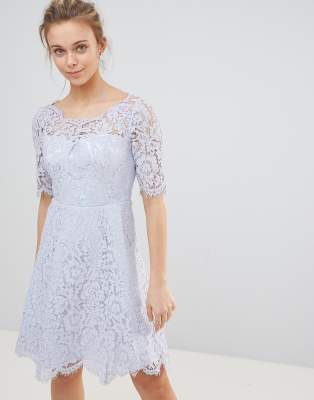 Glamorous Lace Skater Dress-Blue