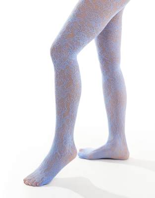 lace tights in blue