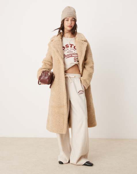 Glamorous - Lange jas van imitatiebont in beige - view 1