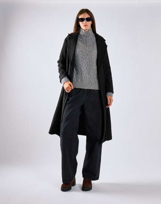 Glamorous Lapel collar midi coat in black, 2 of 4
