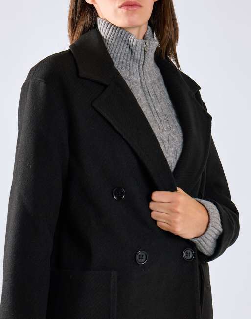 Glamorous Lapel collar midi coat in black, 4 of 4