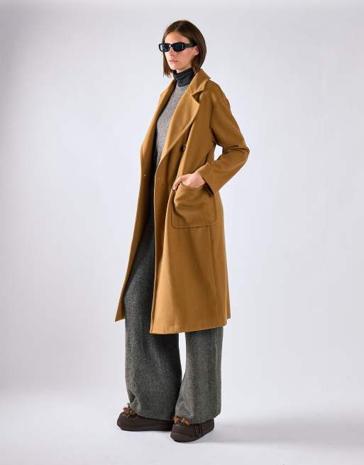 Glamorous Lapel collar midi coat in camel, 2 of 4