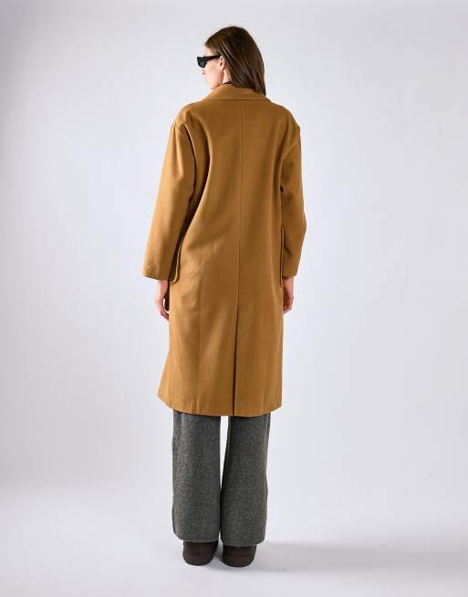 Glamorous Lapel collar midi coat in camel, 4 of 4