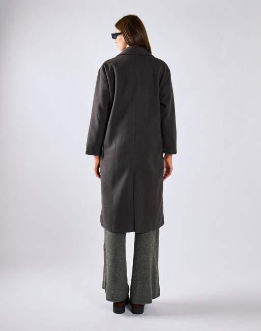 Glamorous Lapel collar midi coat in charcoal, 2 of 4