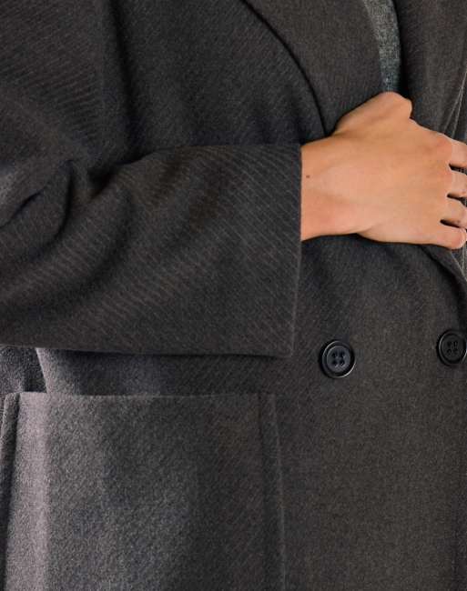 Glamorous Lapel collar midi coat in charcoal, 4 of 4