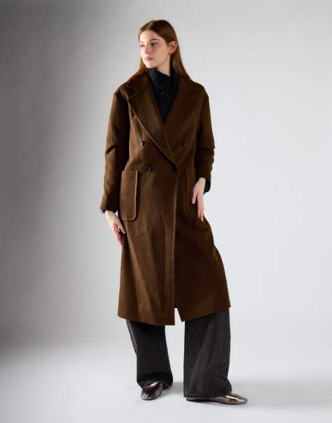 Glamorous Lapel collar midi coat in chocolate brown - view 1