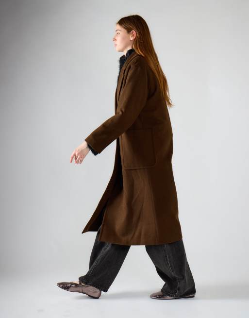 Glamorous Lapel collar midi coat in chocolate brown, 3 of 4