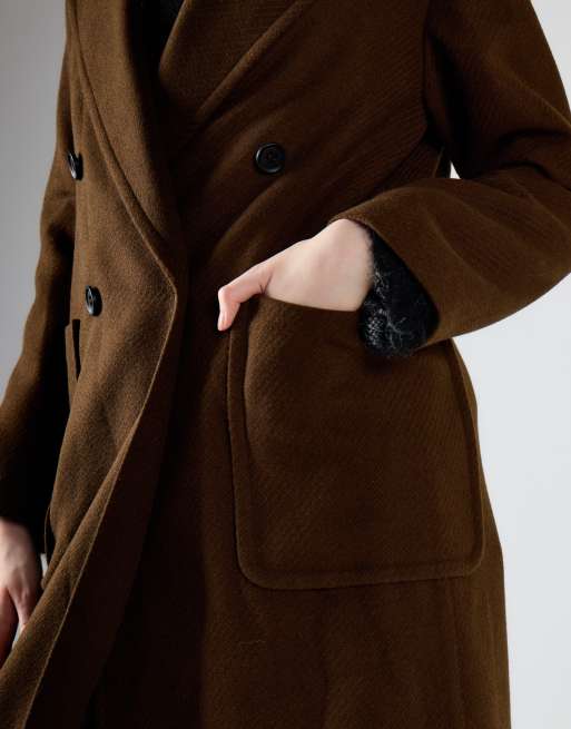 Glamorous Lapel collar midi coat in chocolate brown, 4 of 4