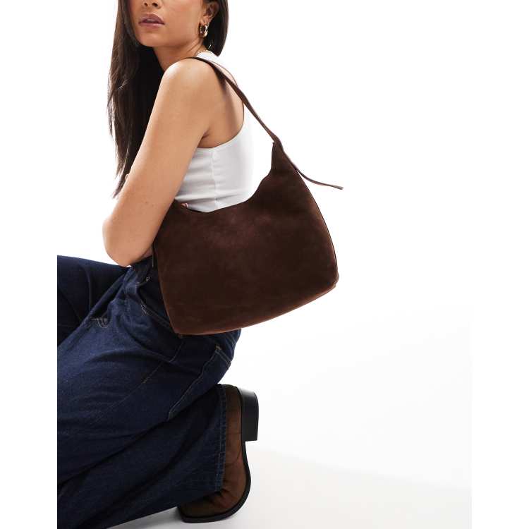 Glamorous large faux suede shoulder bag in brown | ASOS